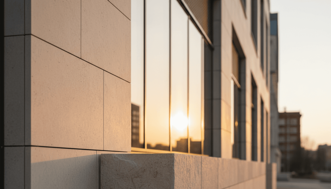 Close-up detail of premium commercial property construction