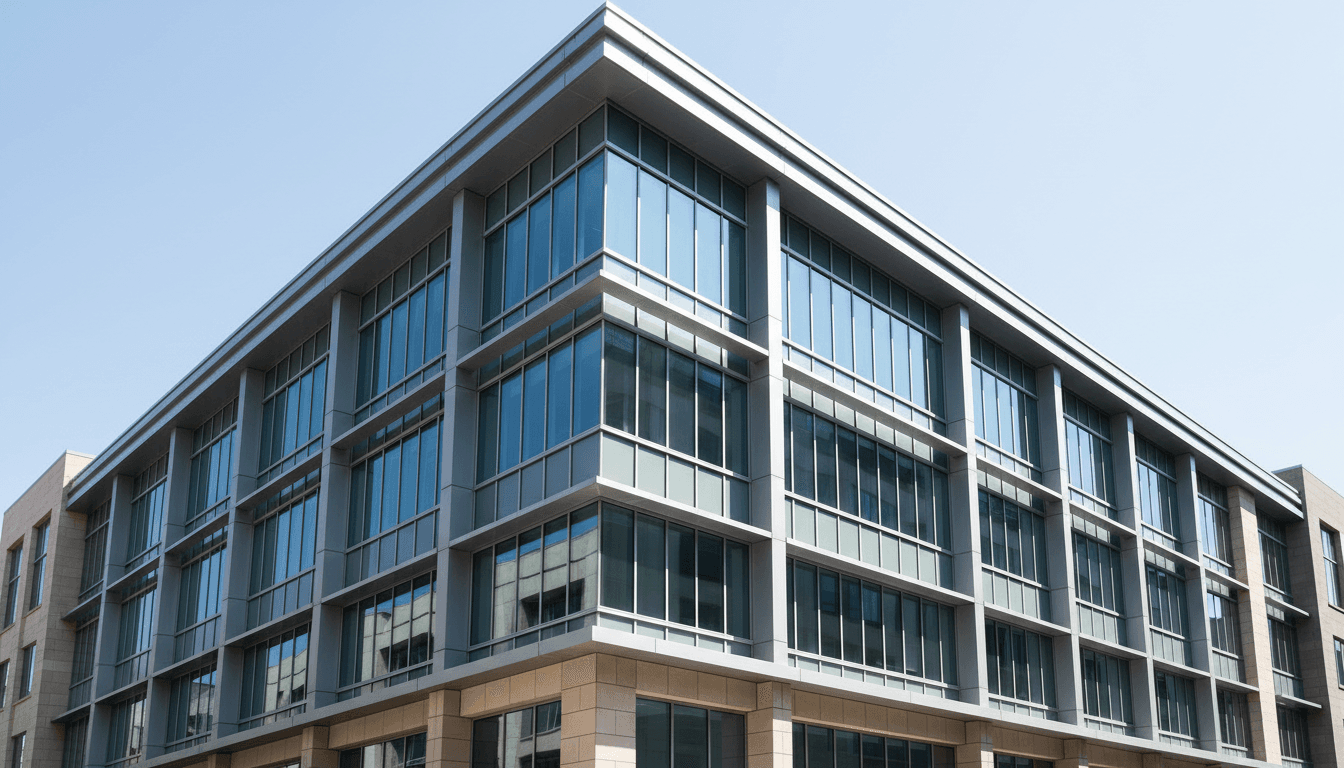 Modern commercial building with clean architectural lines