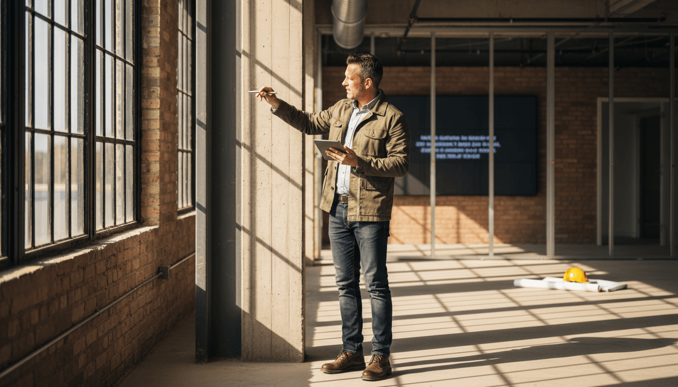 Professional conducting asset management and property inspection